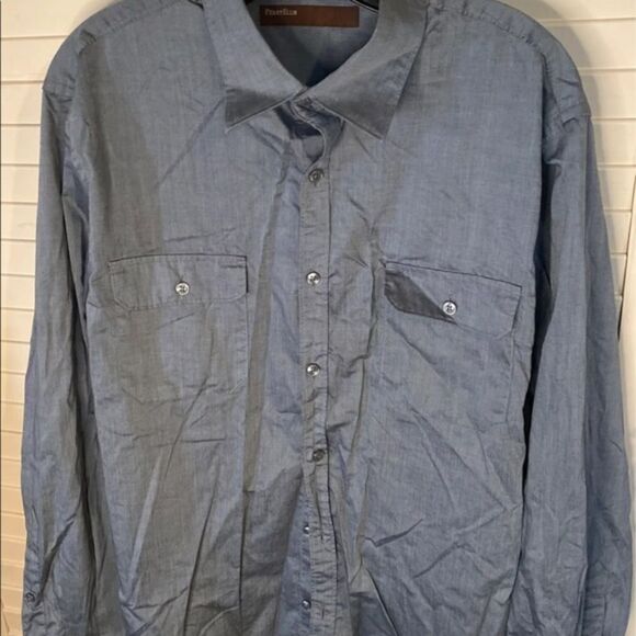 Perry Ellis bluish gray long sleeve button down - Picture 1 of 2